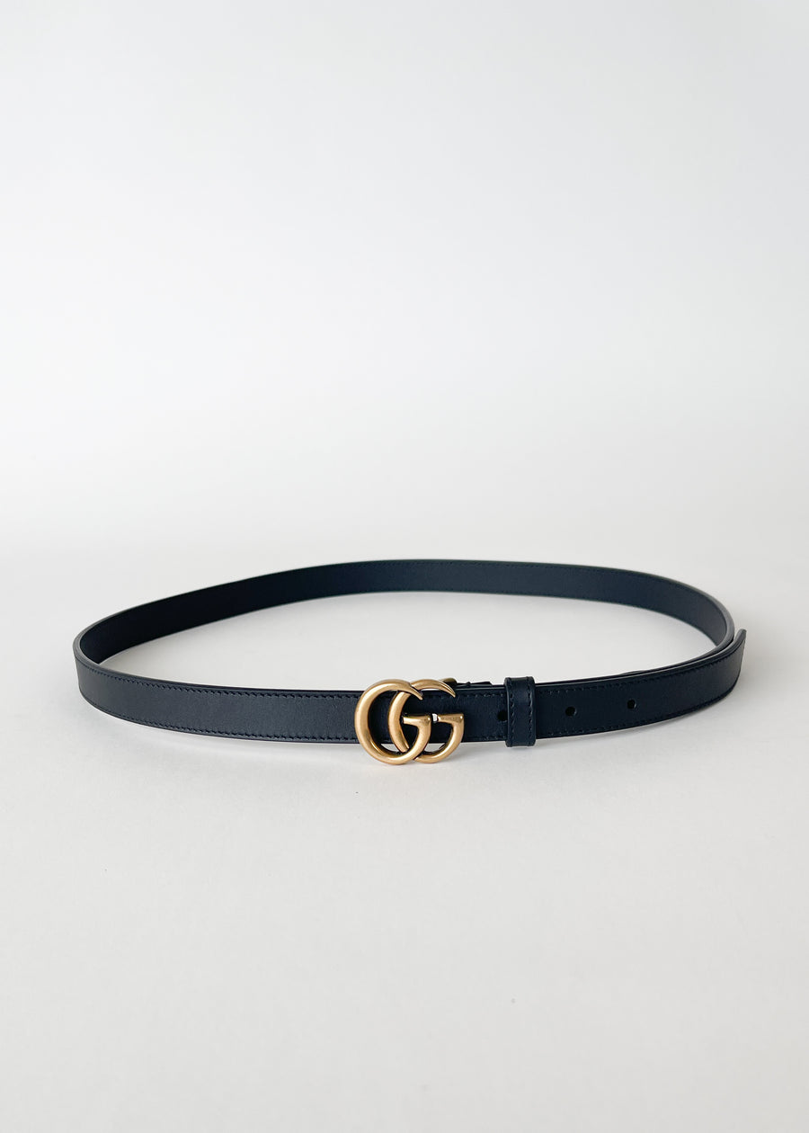 Gucci Logo Black Leather Belt