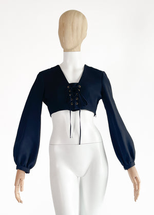 Gucci 2021 Cropped Lace Up Top