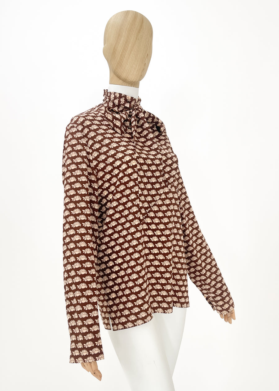 Gucci Silk Turtle Print Blouse