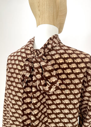 Gucci Silk Turtle Print Blouse