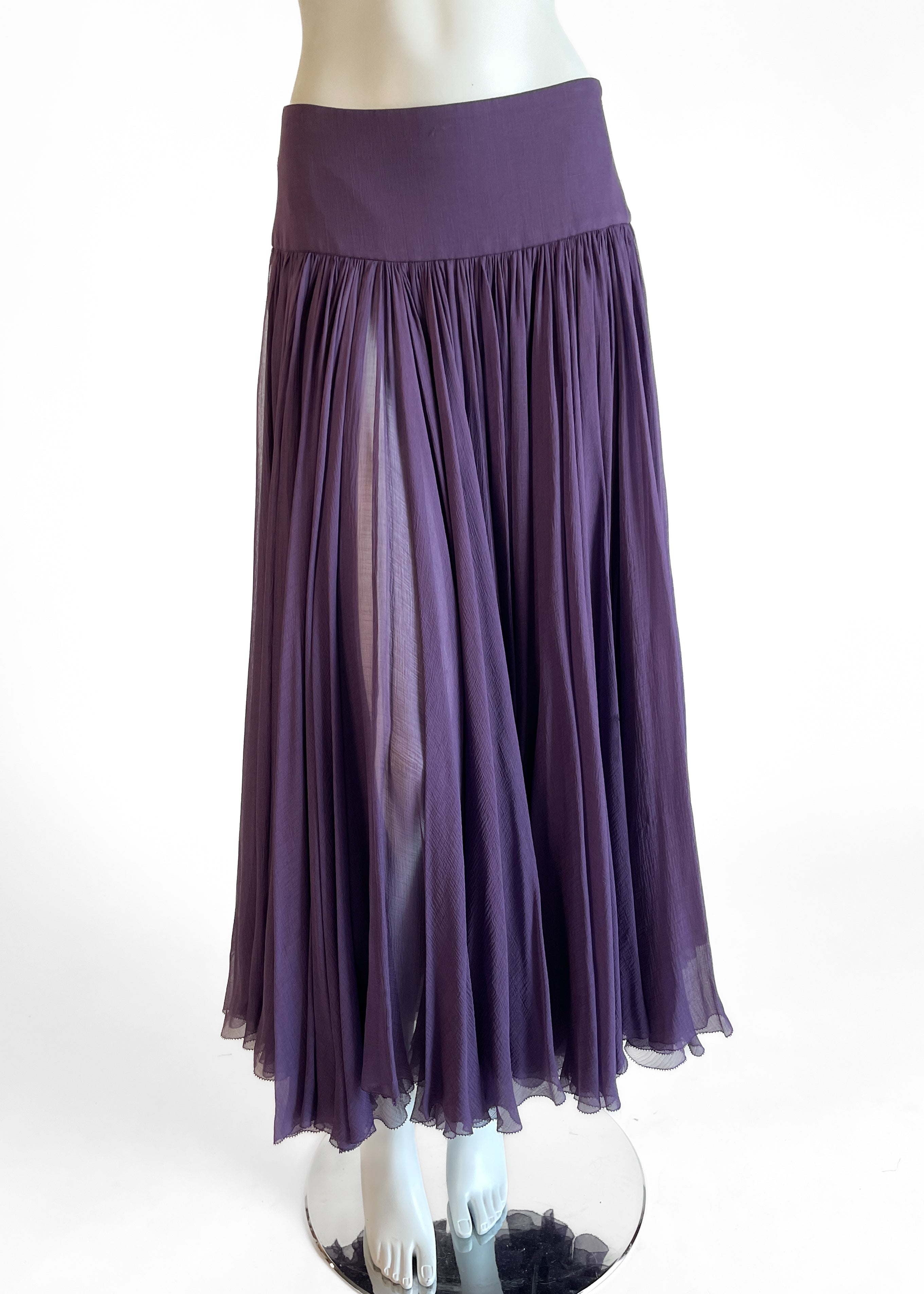 Hermès Purple Silk Chiffon Skirt Spring 2008