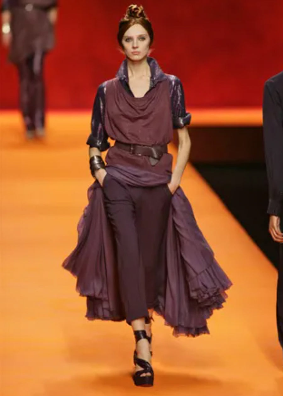 Hermès Purple Silk Chiffon Skirt Spring 2008