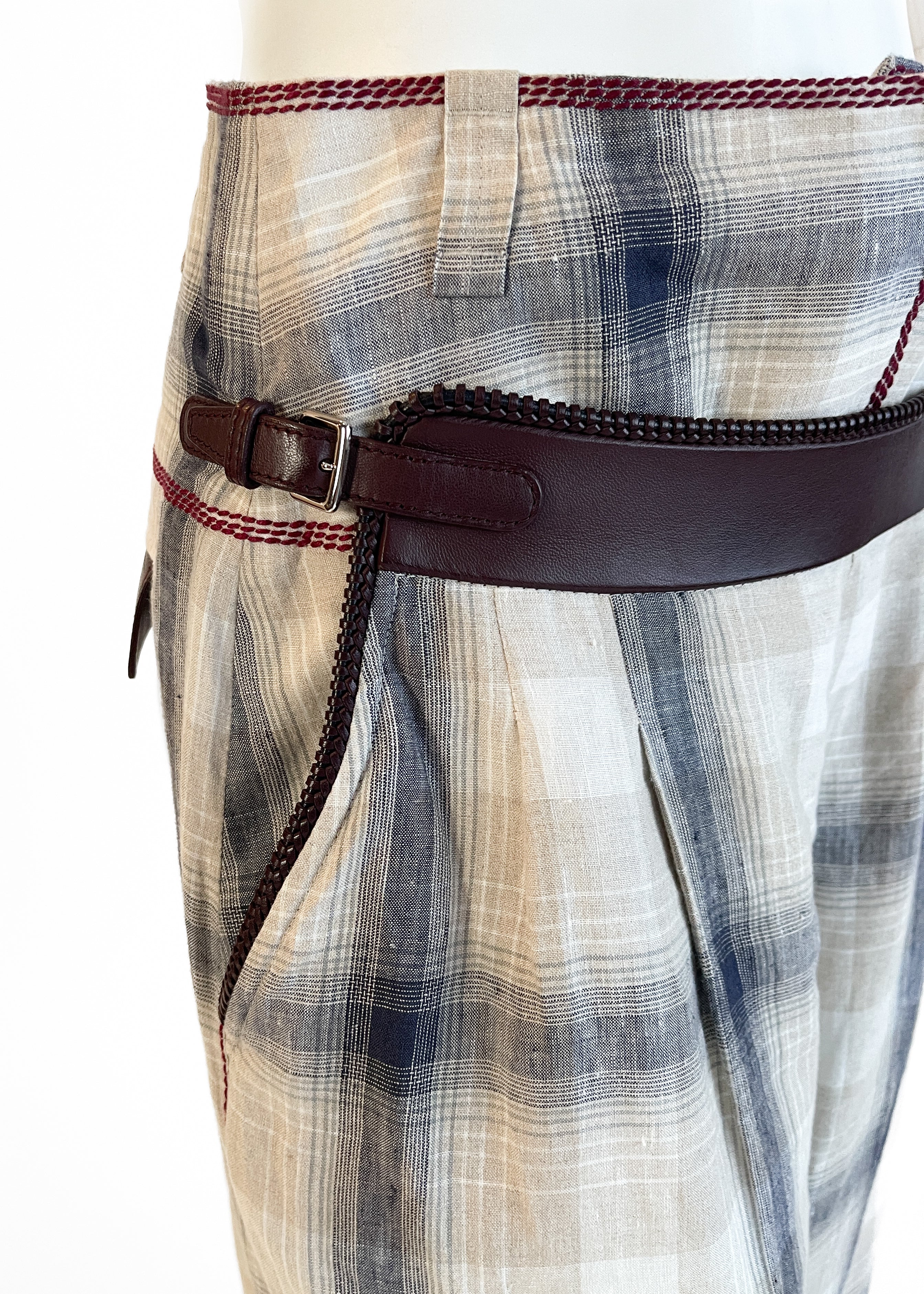 Hermès Plaid Linen Pants Spring 2018