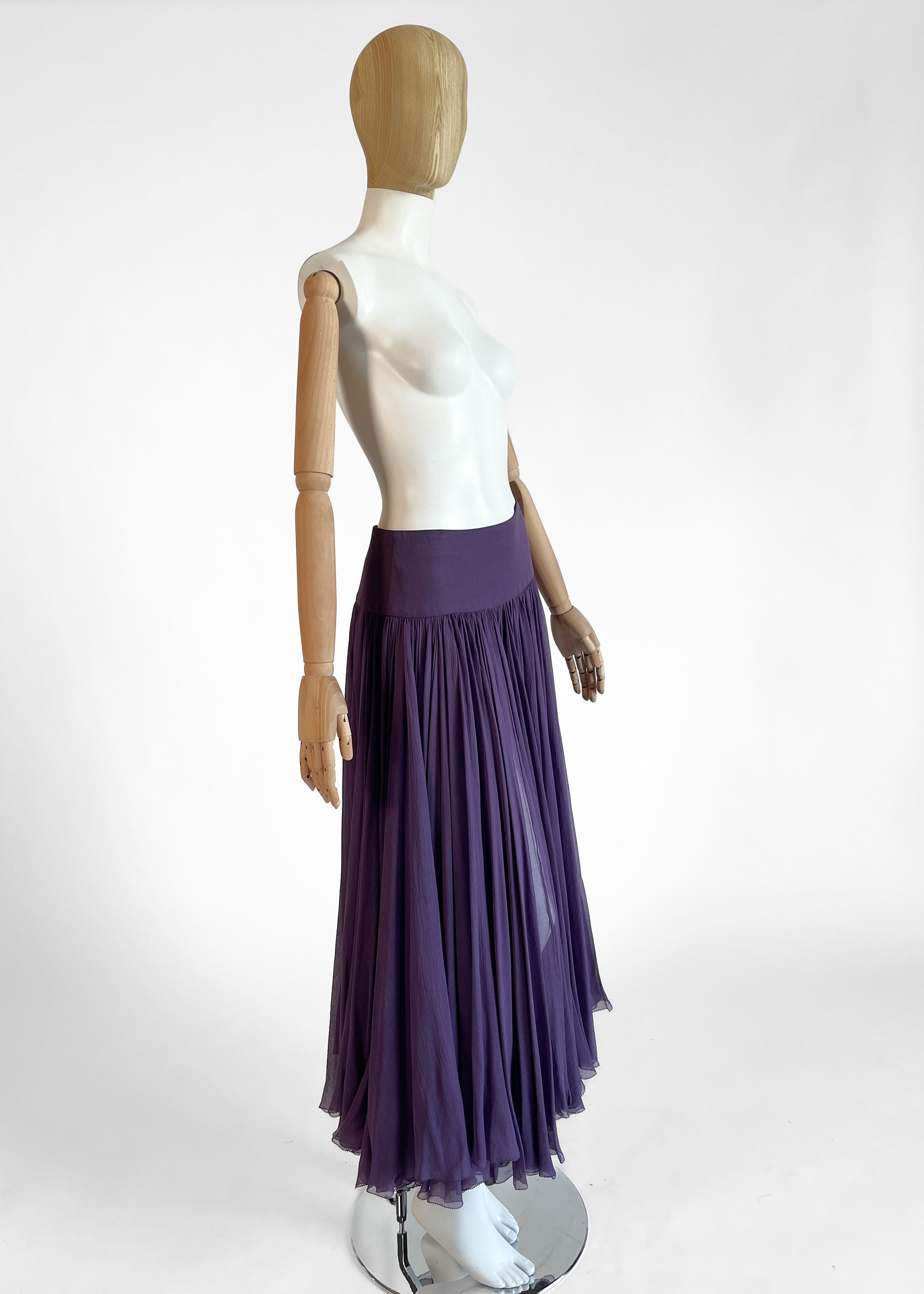 Hermès Purple Silk Chiffon Skirt Spring 2008