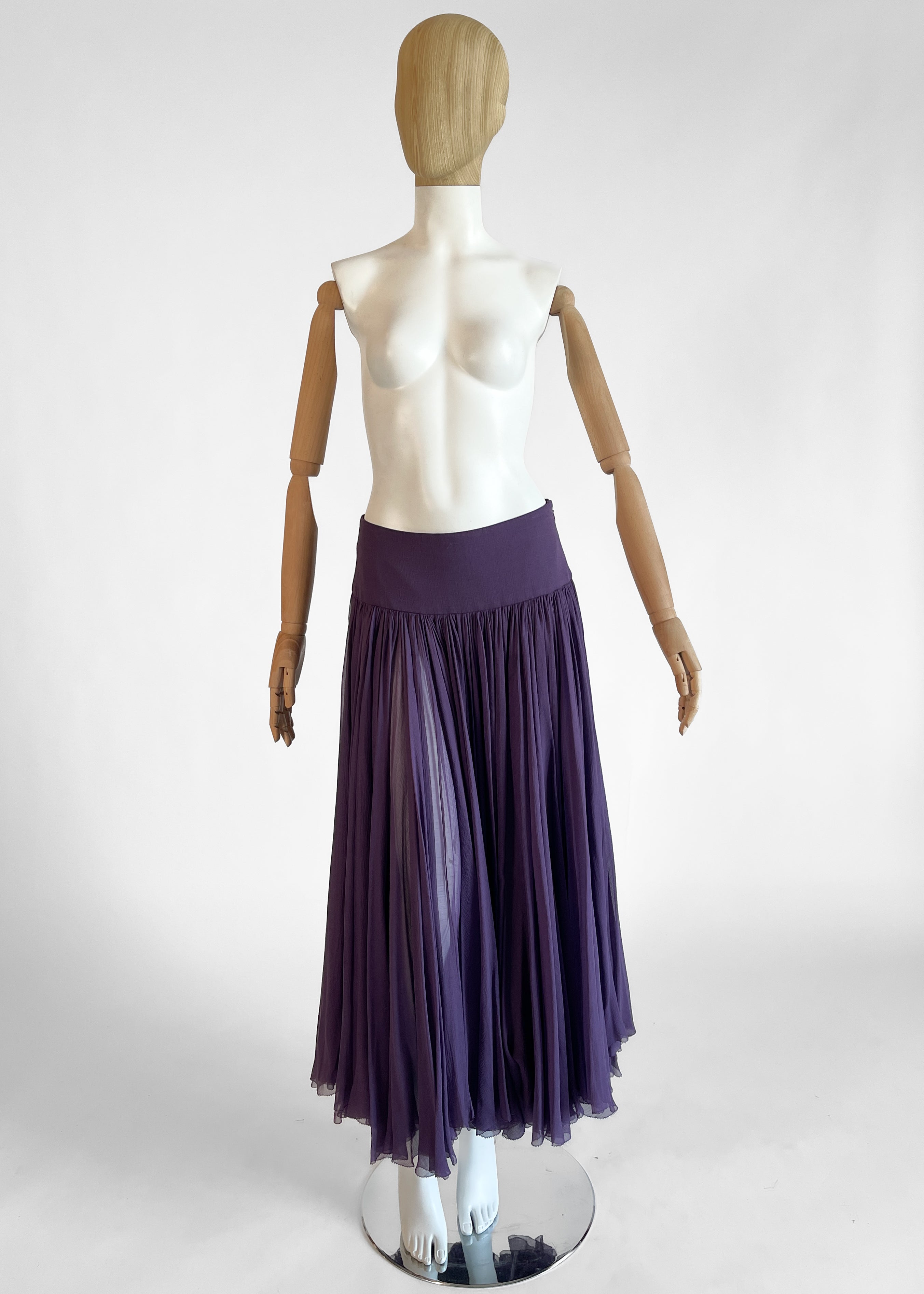Hermès Purple Silk Chiffon Skirt Spring 2008