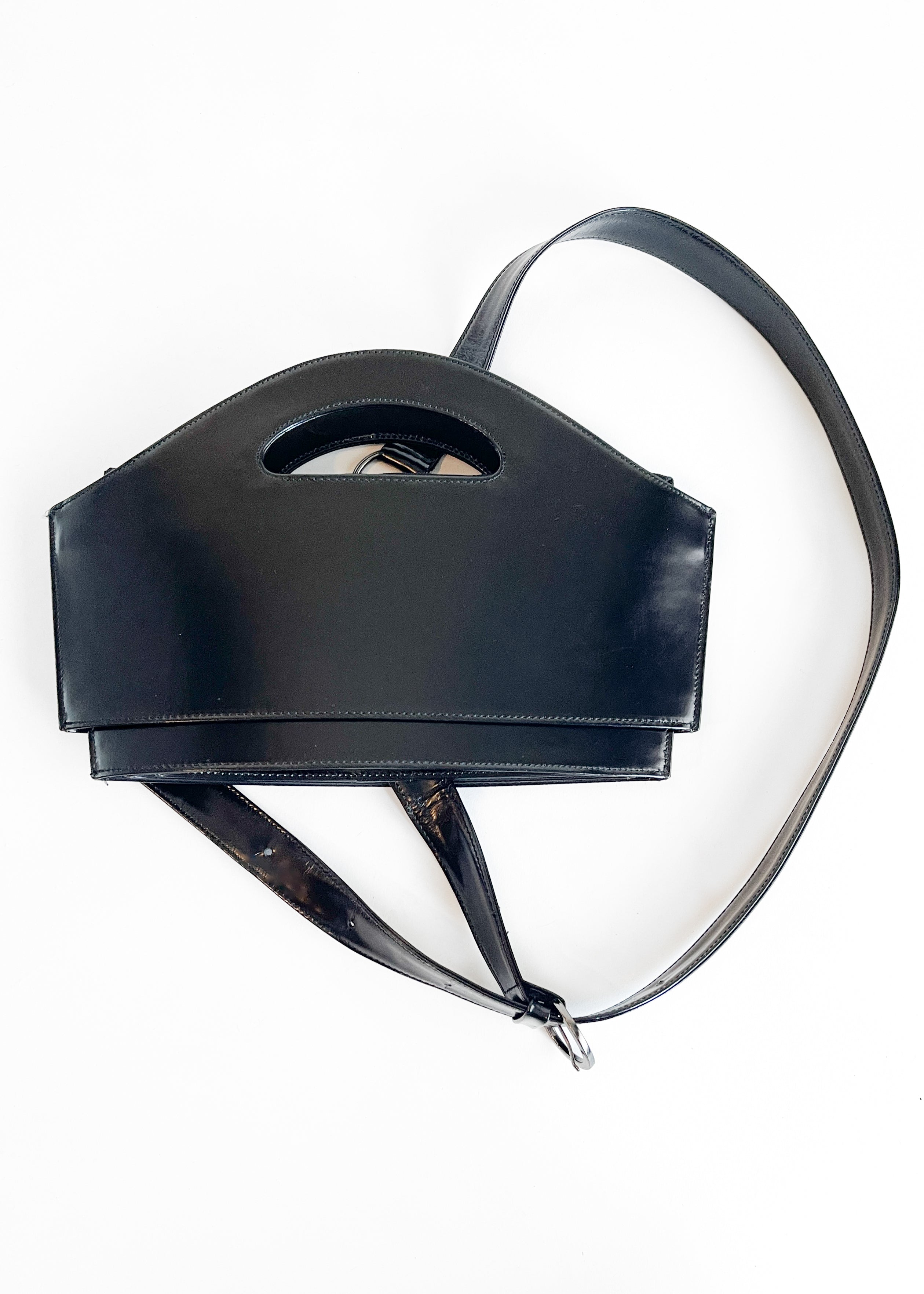 Issey Miyake Collapsible Leather Sling Bag — 2000s, Crossbody