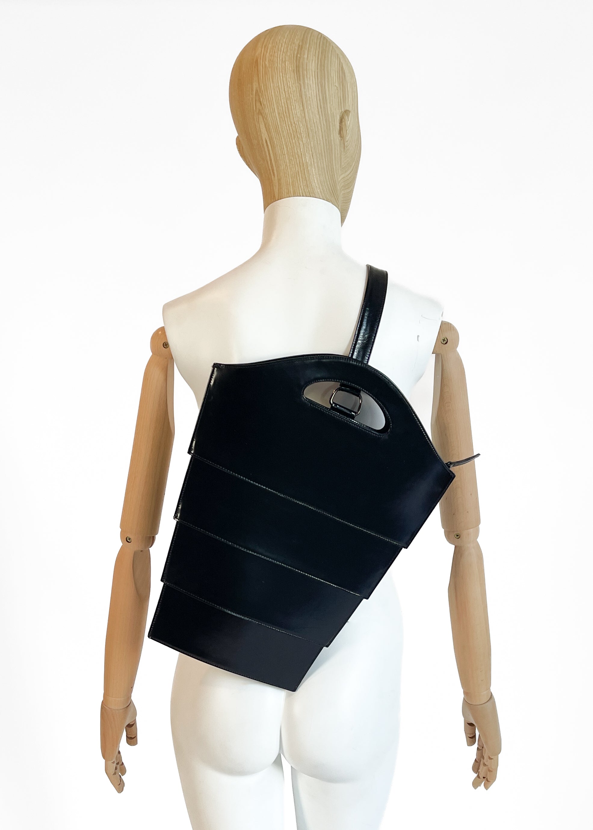 Issey Miyake Collapsible Leather Sling Bag — 2000s, Crossbody