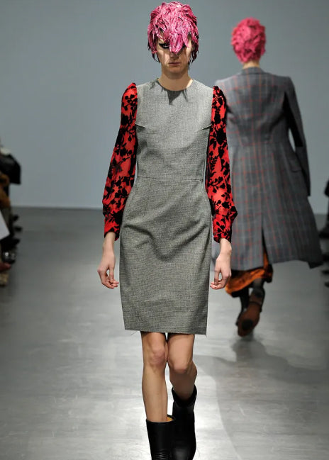 Junya Watanabe Plaid and Velvet Dress Fall 2012