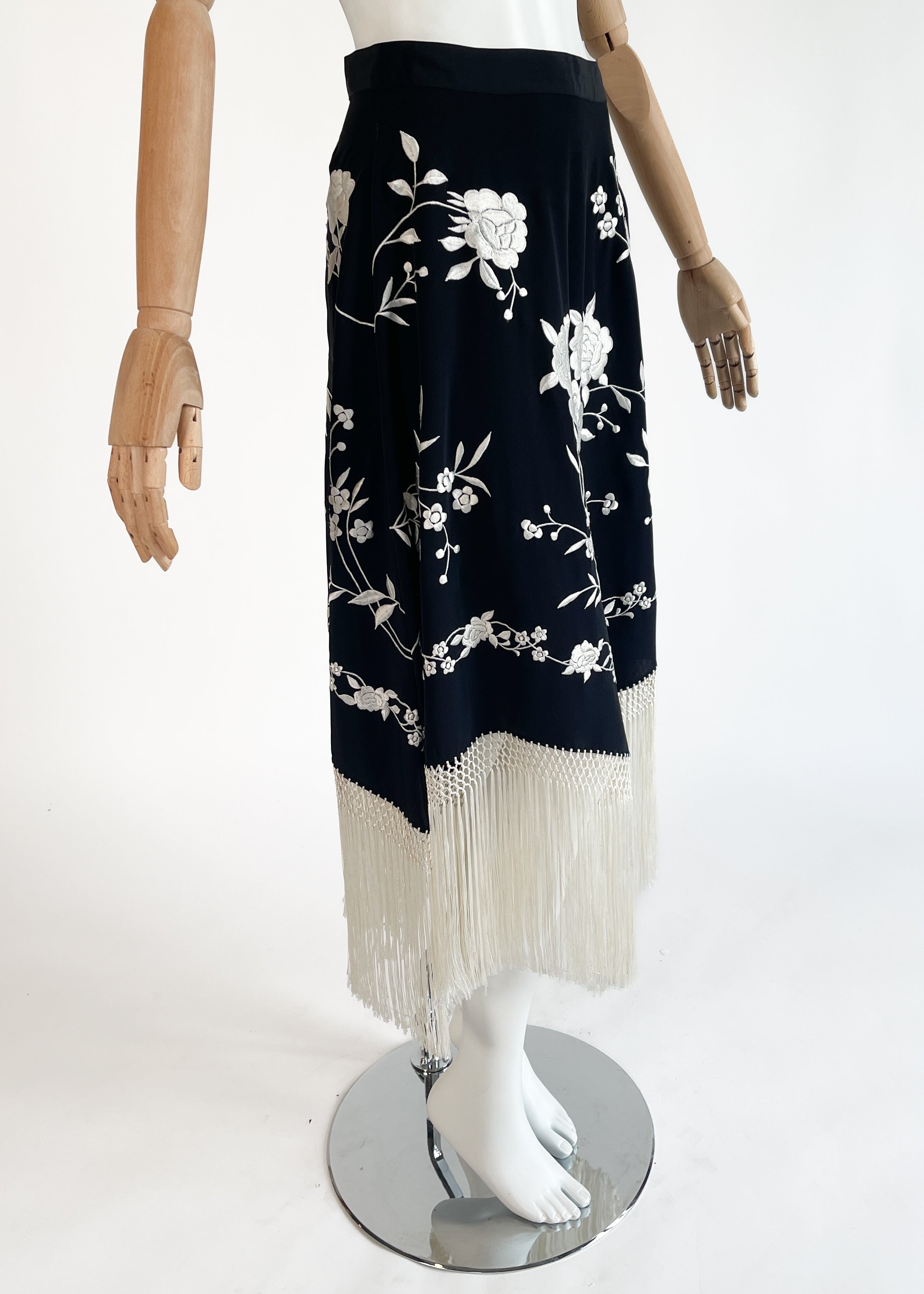 Moschino Embroidered Fringed Skirt