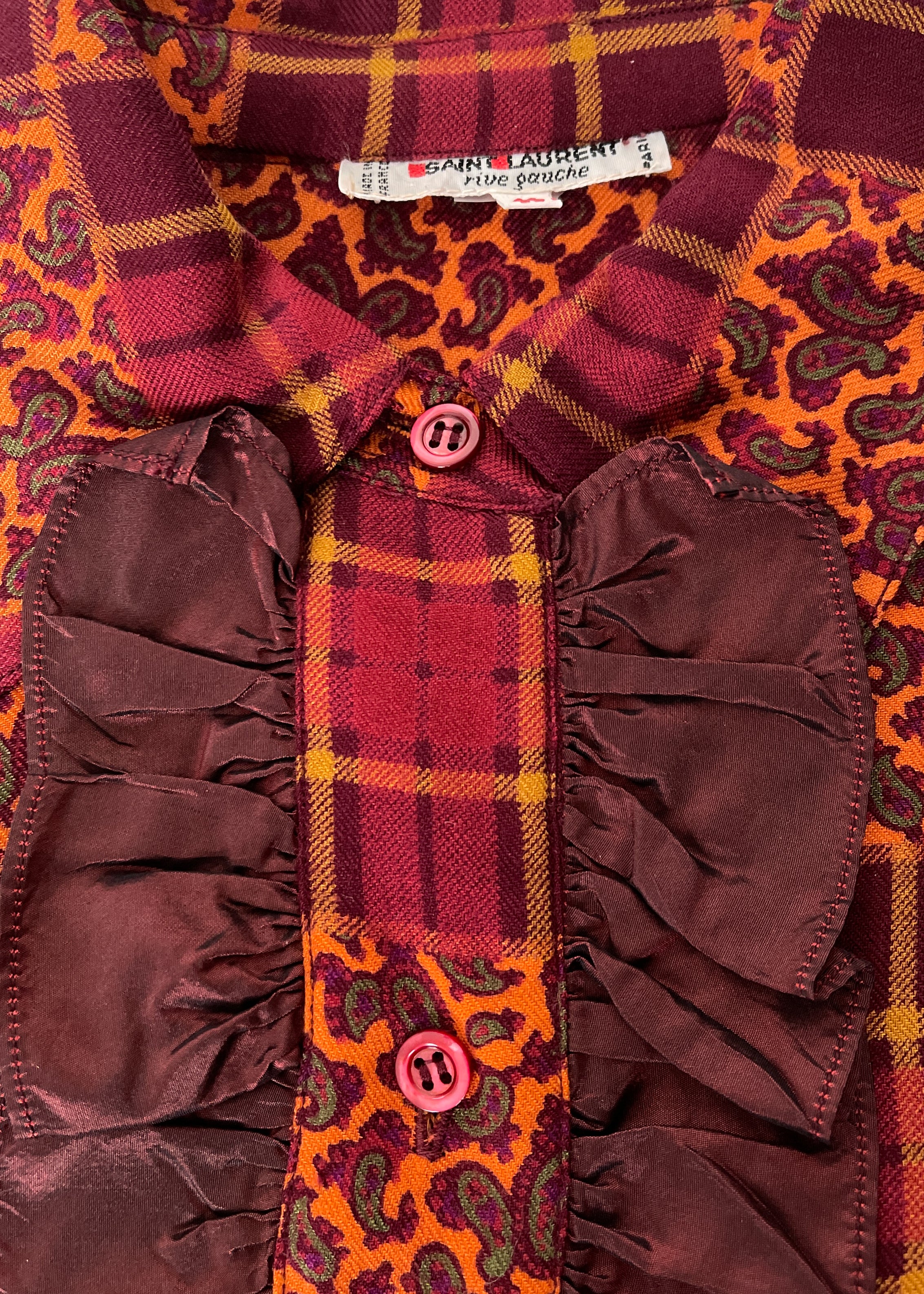 Vintage 1982 YSL Patchwork Tuxedo Shirt