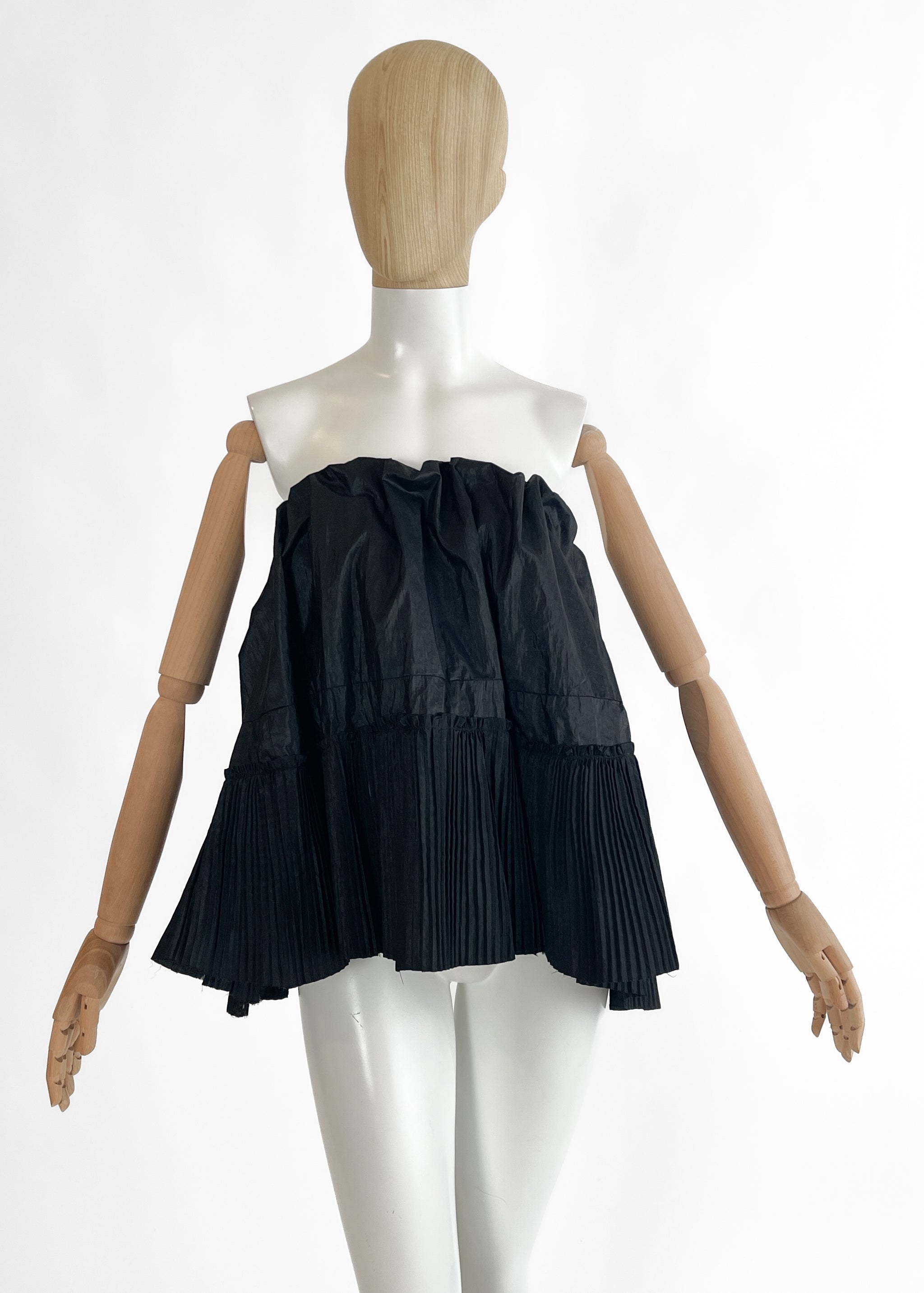REworked Antique Silk Taffeta Strapless Top