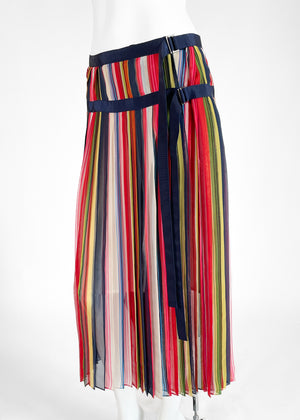 Sacai Striped Pleated Skirt