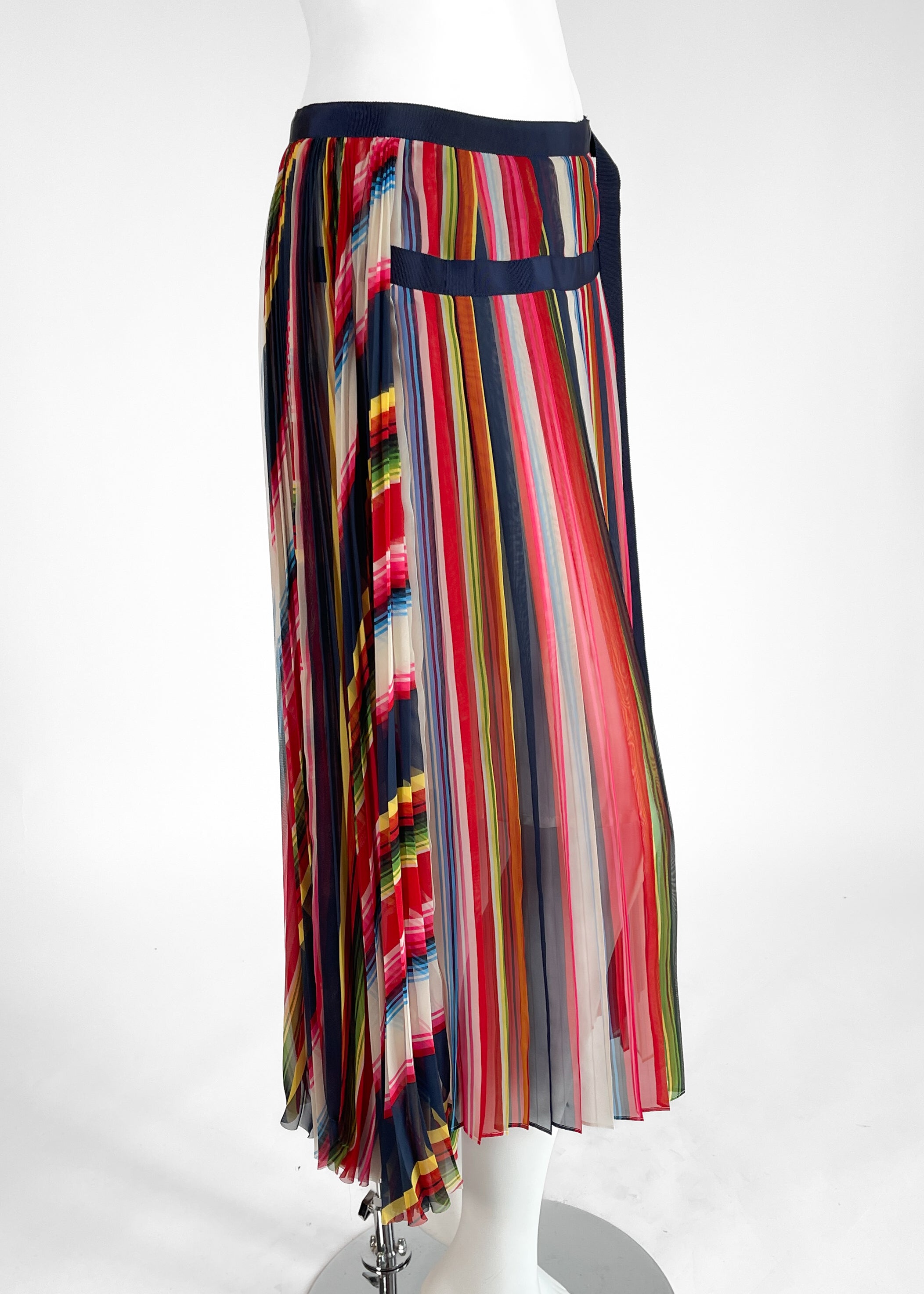 Sacai Striped Pleated Skirt