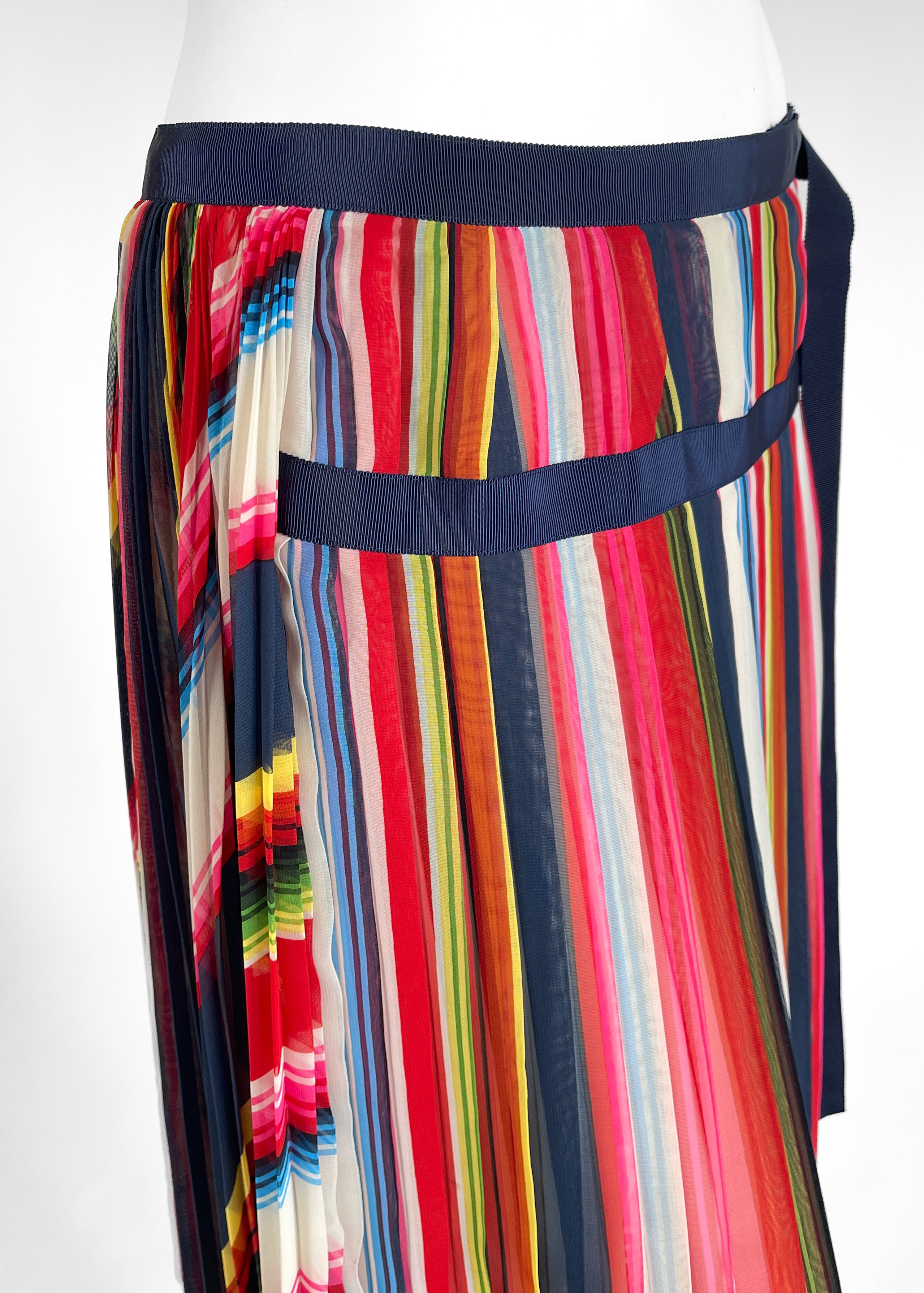 Sacai Striped Pleated Skirt
