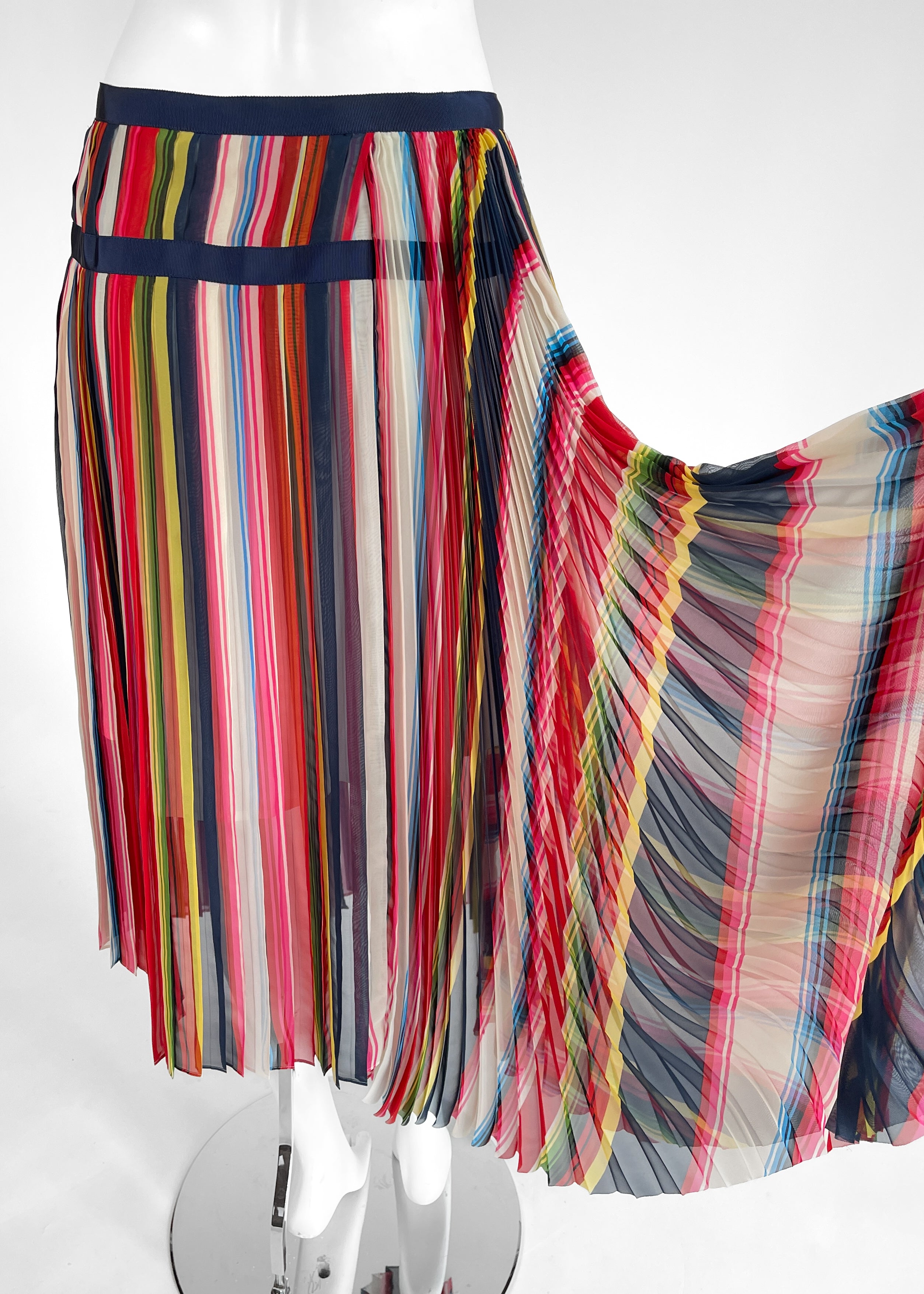 Sacai Striped Pleated Skirt