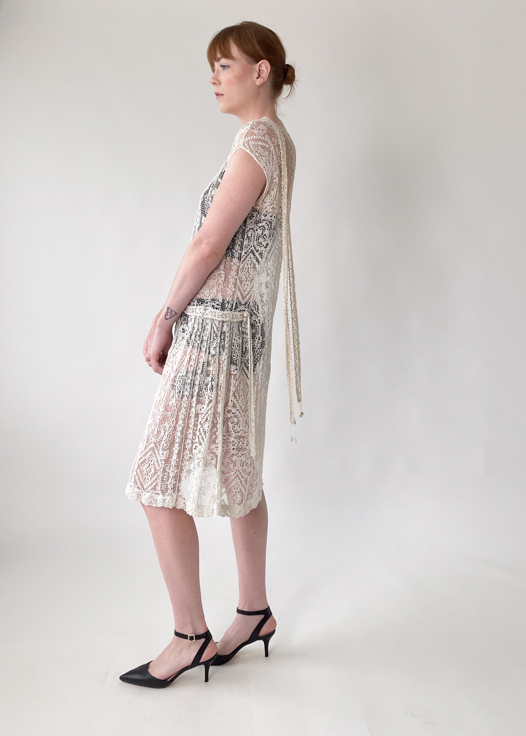 Vintage 1920s Net and Lace Dress