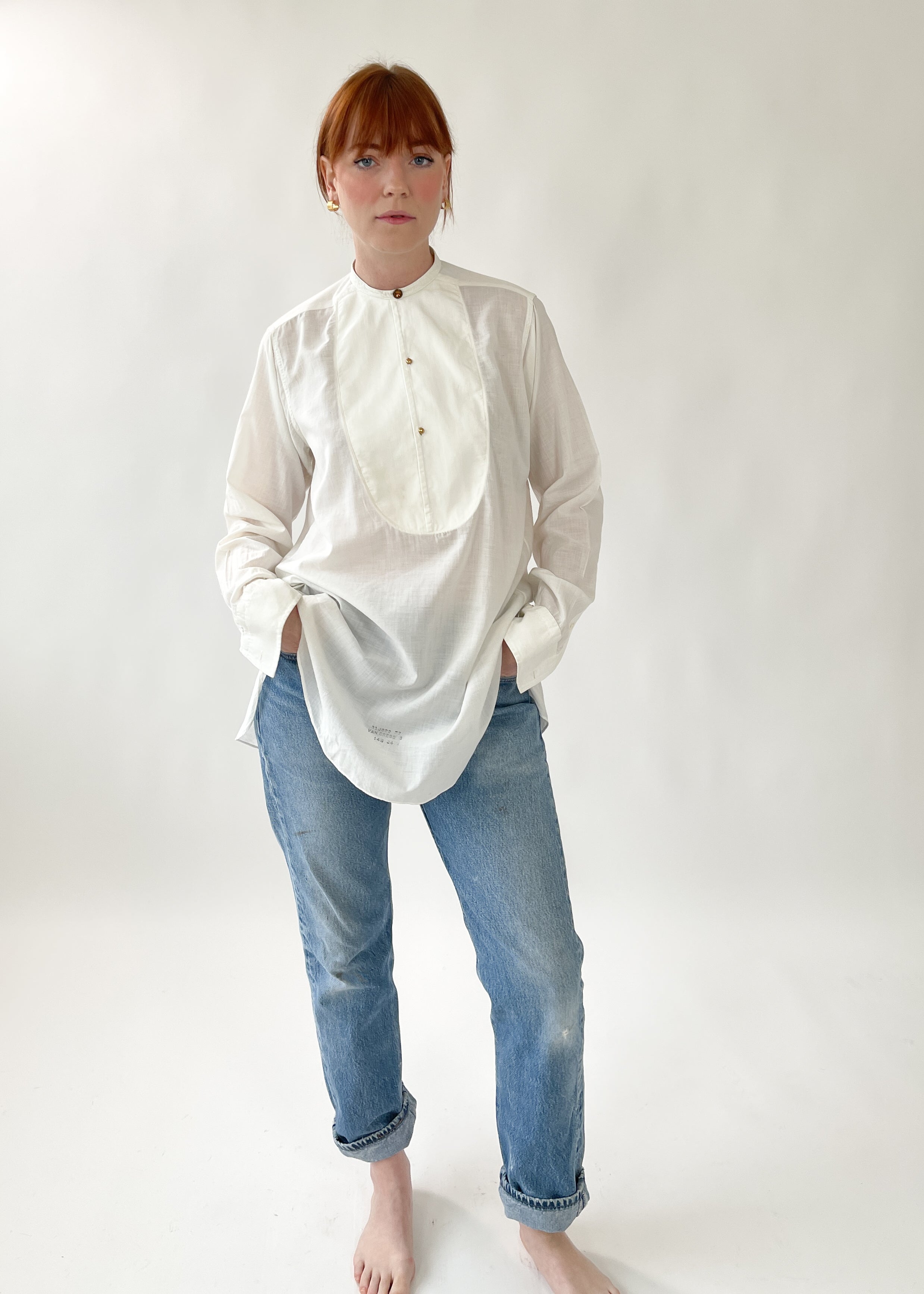 Antique Menswear Open-Back Tuxedo Shirt