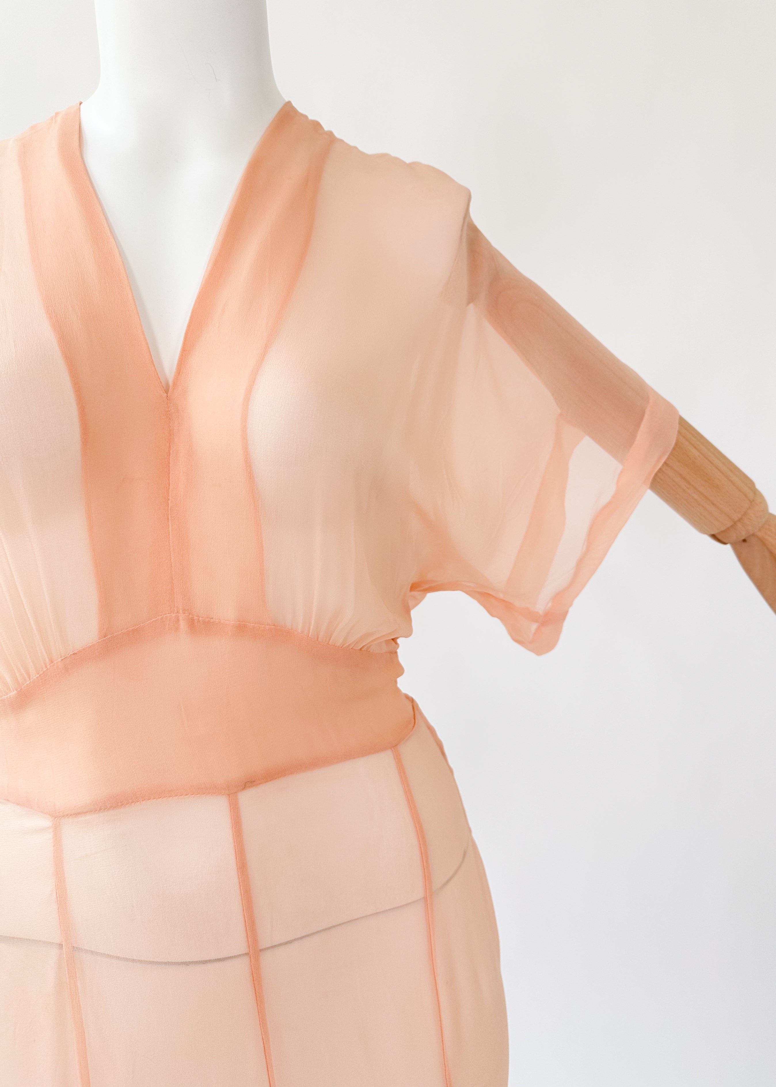 Vintage 1930s Sheer Silk Chiffon Dress