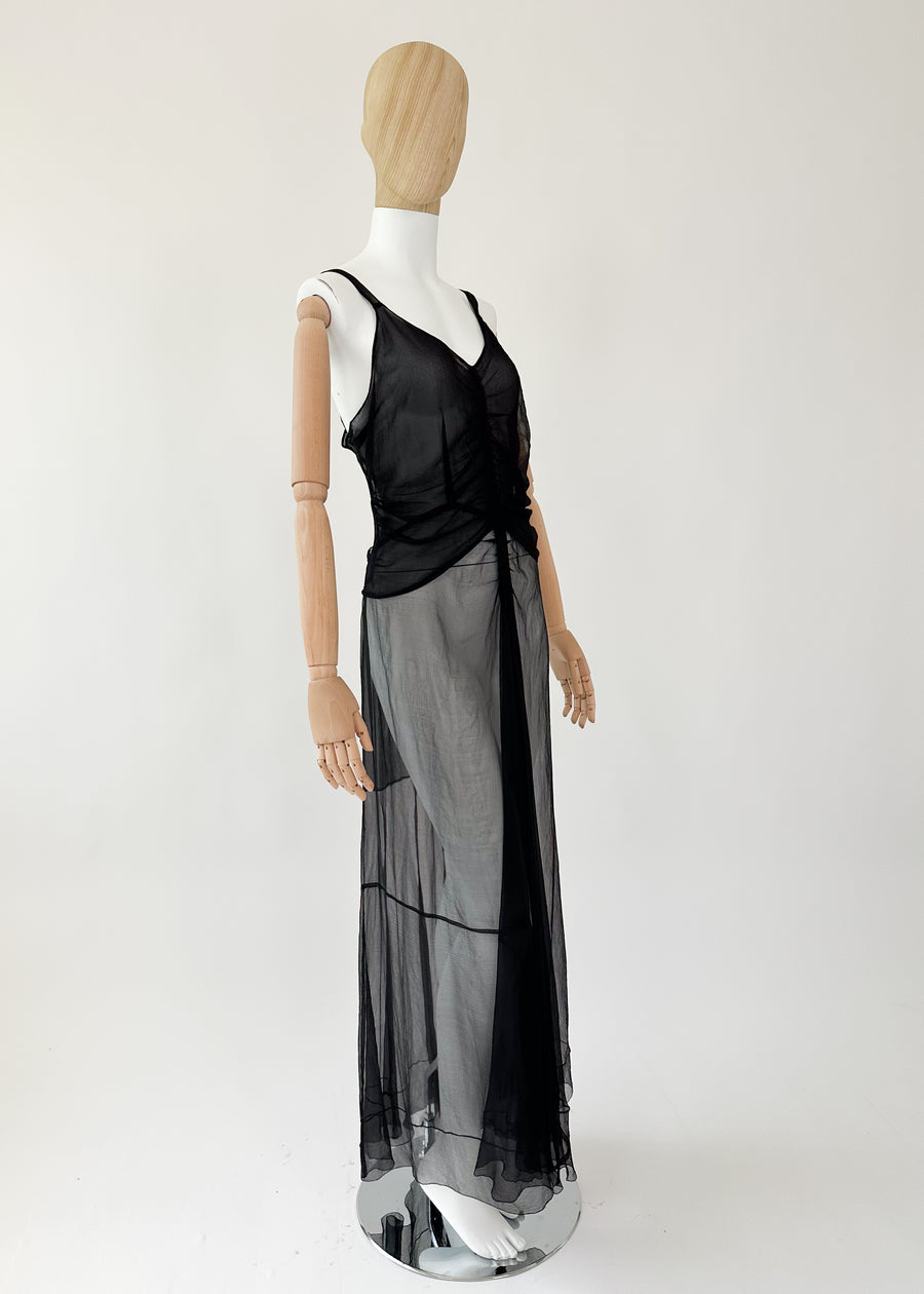 Vintage 1930s Sheer Silk Maxi Dress