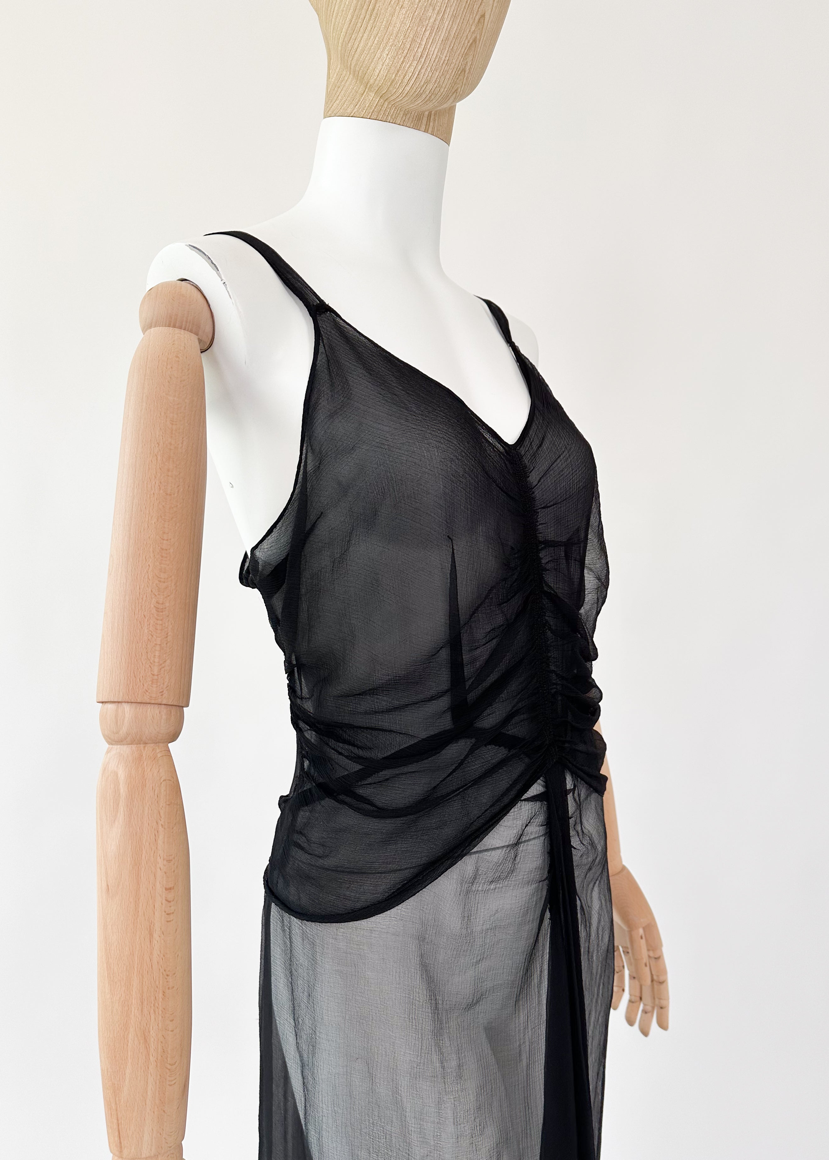 Vintage 1930s Sheer Silk Maxi Dress