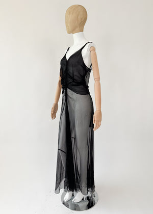 Vintage 1930s Sheer Silk Maxi Dress