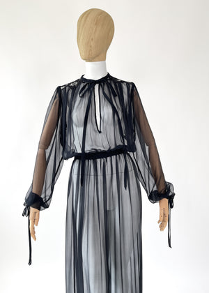 Vintage 1930s Sheer Silk Chiffon Dress