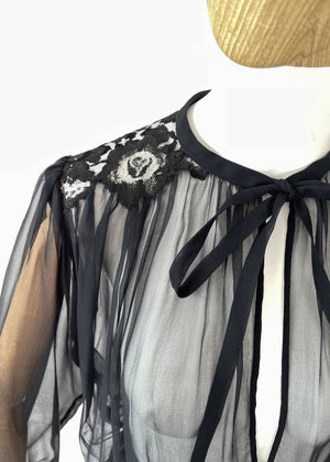 Vintage 1930s Sheer Silk Chiffon Dress