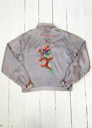 Vintage 1940s Embroidered Satin Souvenir Jacket