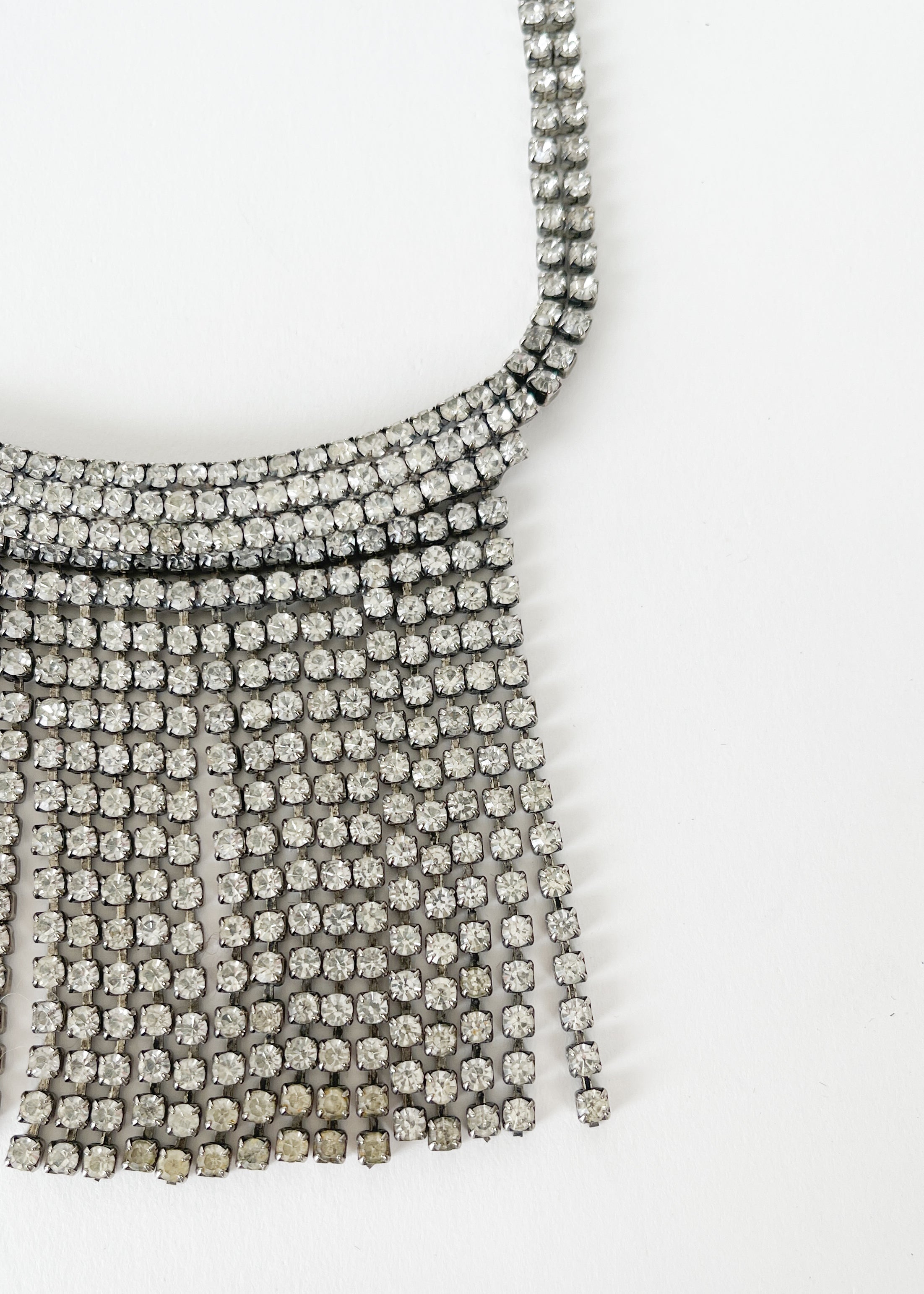 Vintage Rhinestone Fringe Necklace