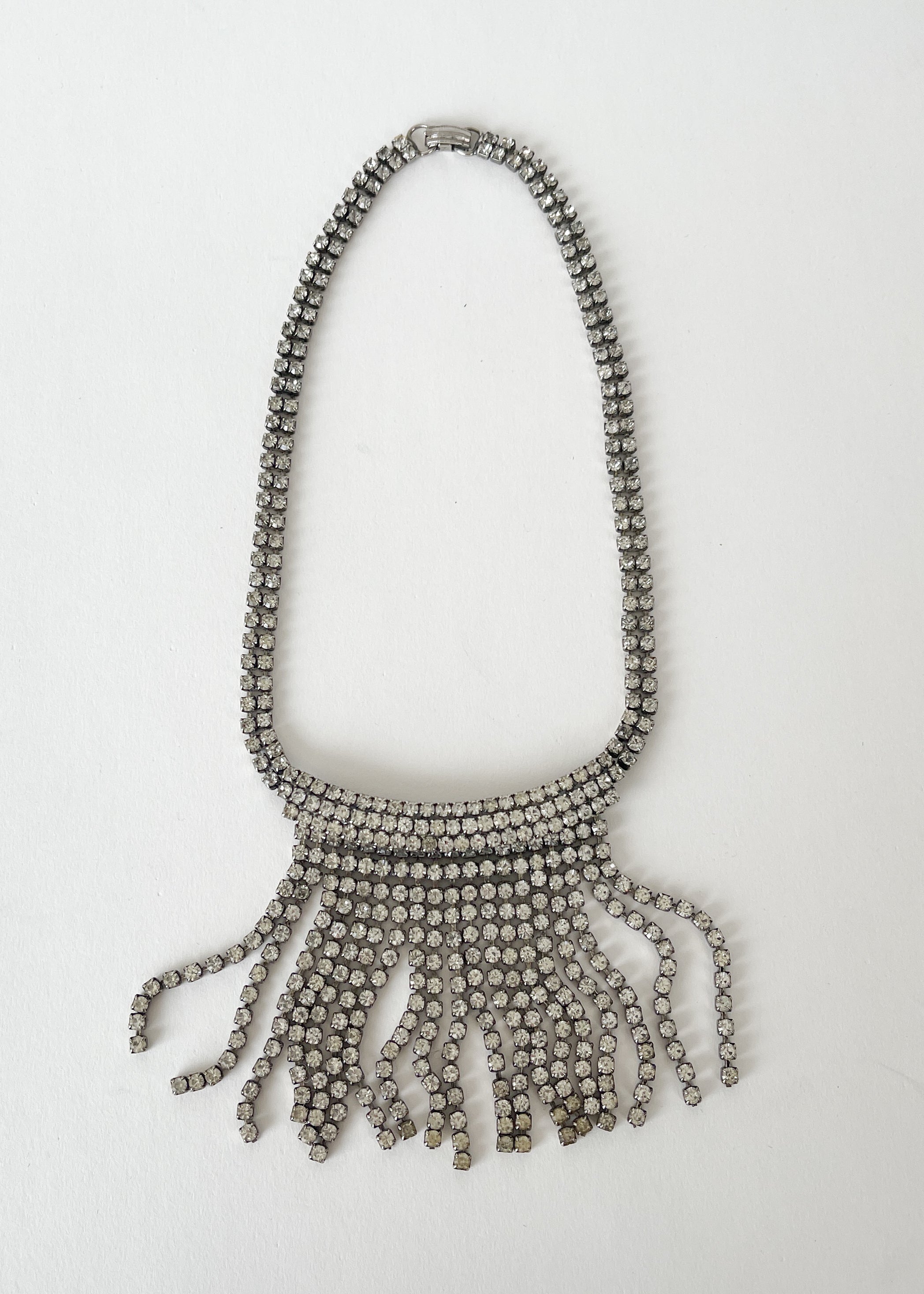 Vintage Rhinestone Fringe Necklace