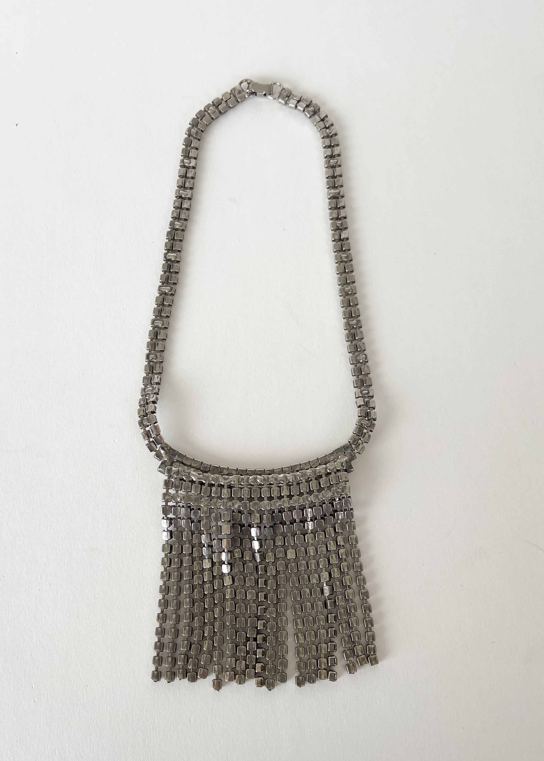 Vintage Rhinestone Fringe Necklace