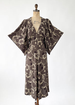 1970s Biba Floral Flutter Sleeve Dress
