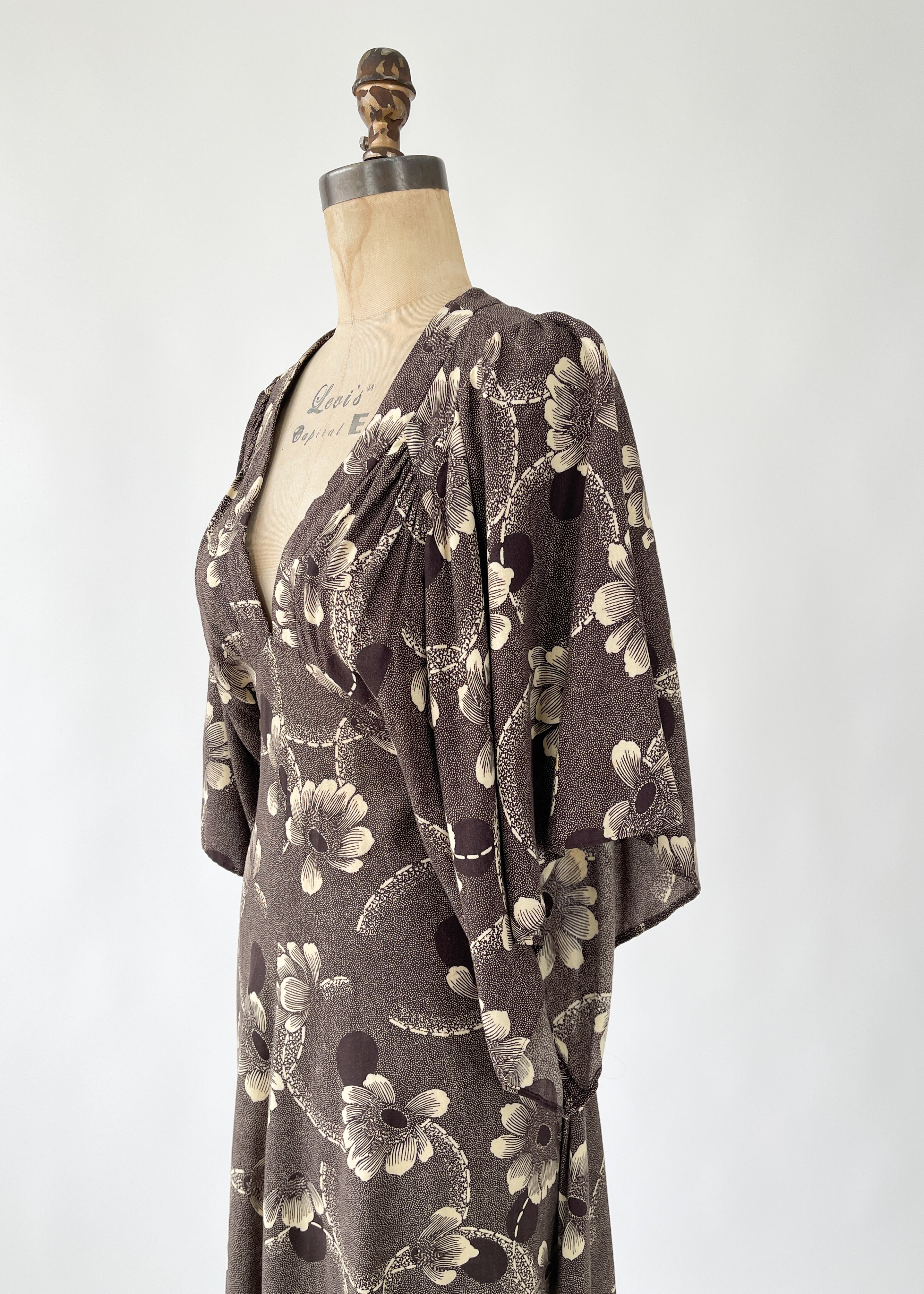 1970s Biba Floral Flutter Sleeve Dress