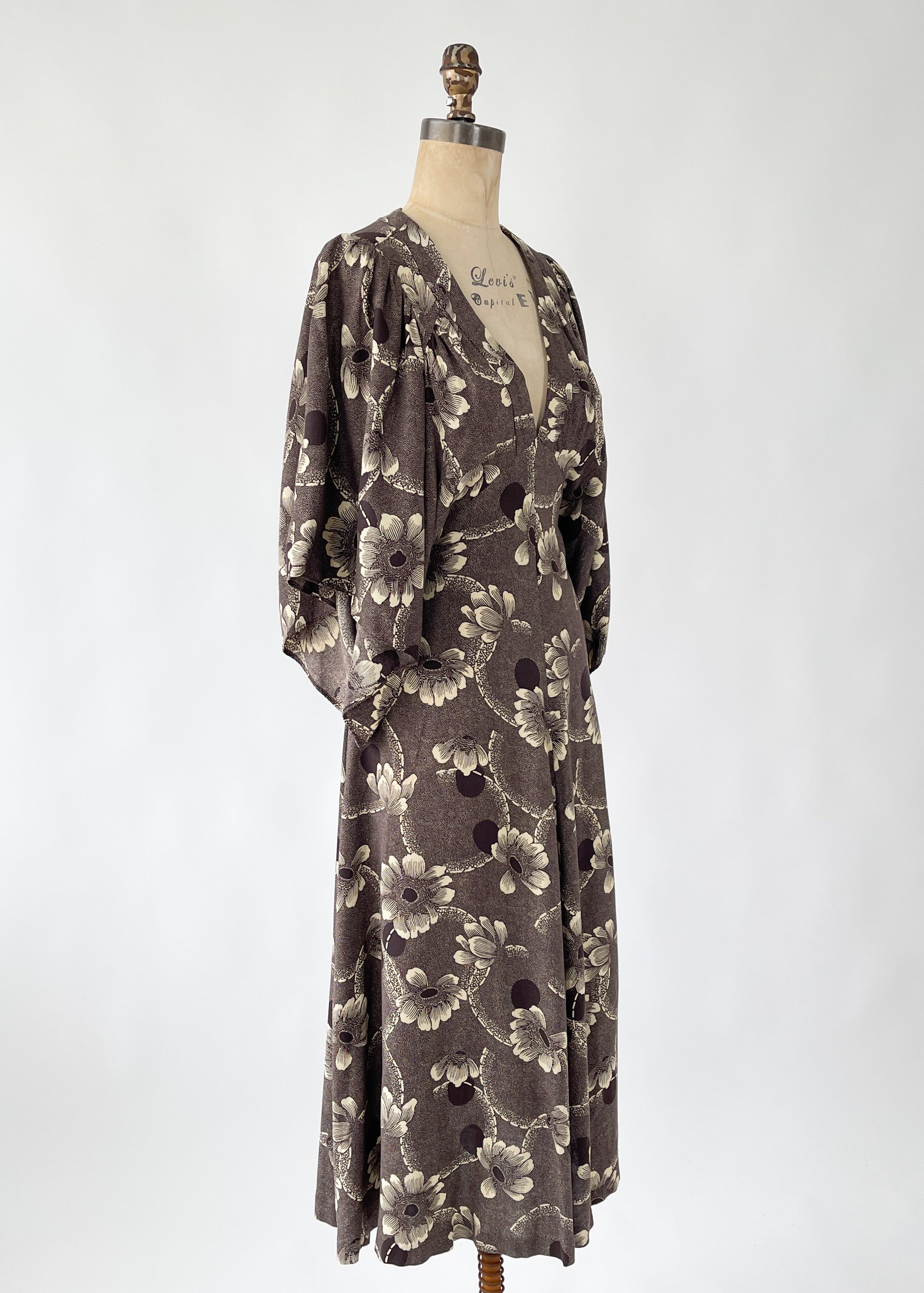 1970s Biba Floral Flutter Sleeve Dress