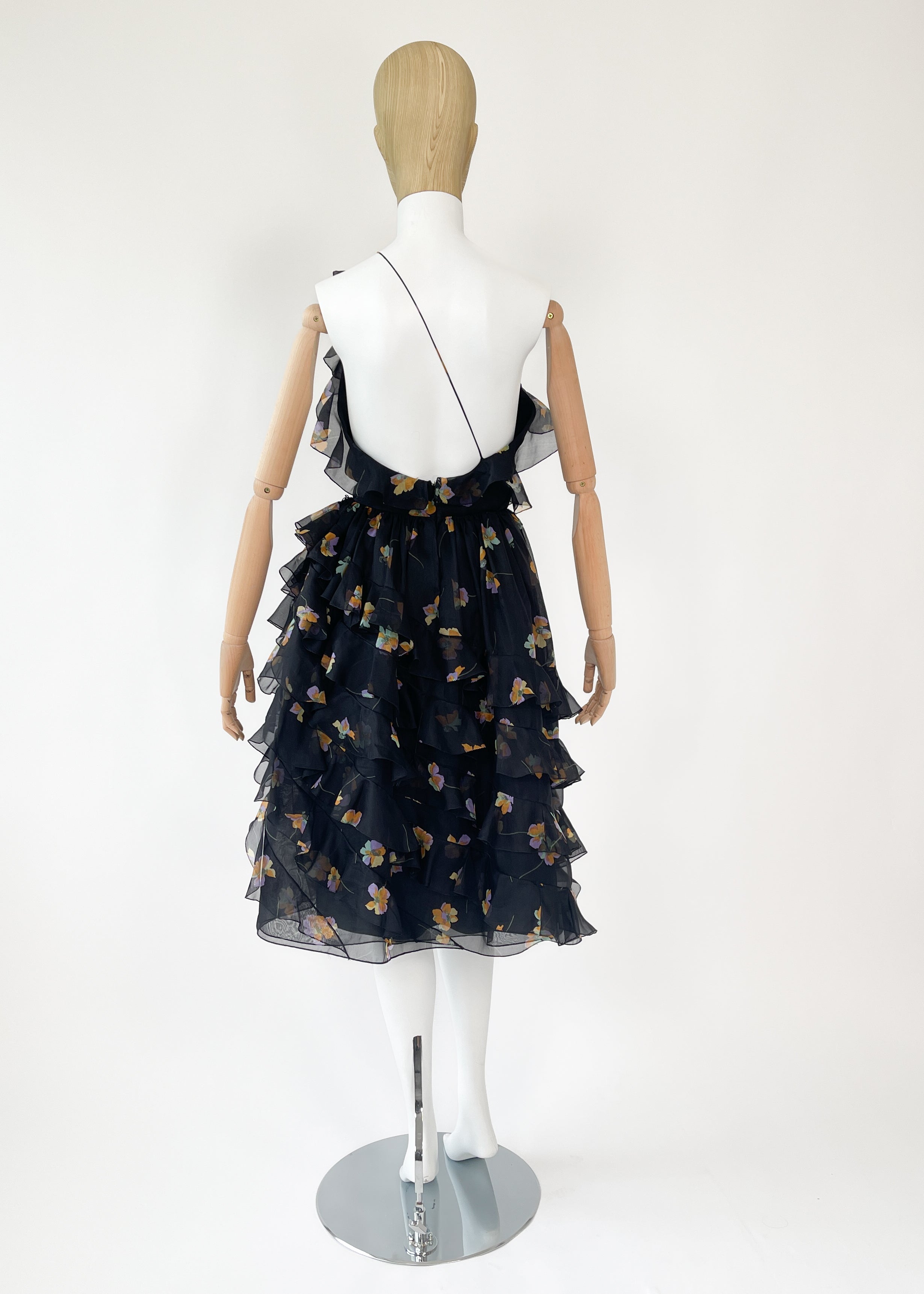 Vintage 1970s Bill Blass One Shoulder Dress