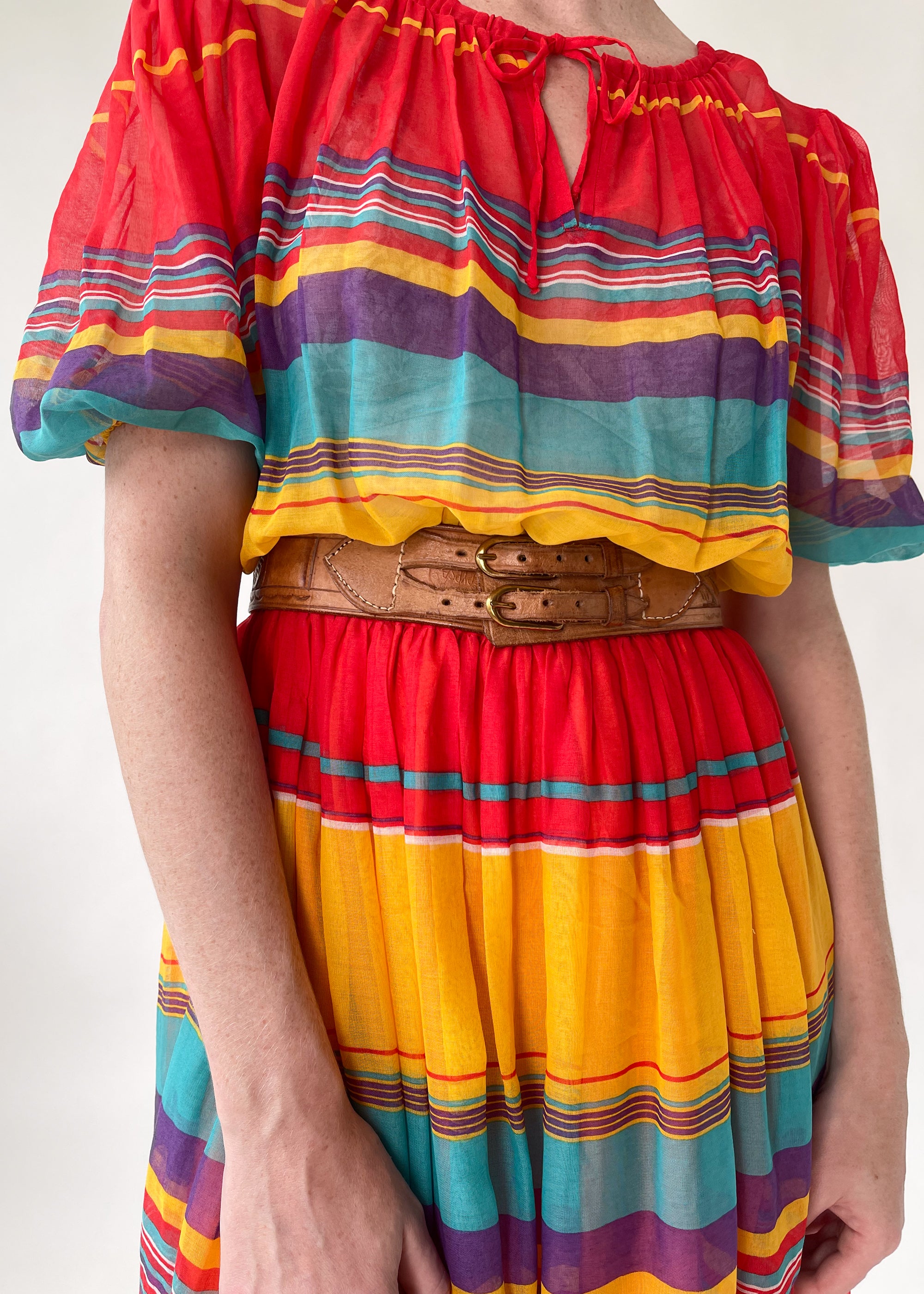 Vintage Celine Rainbow Striped Dress