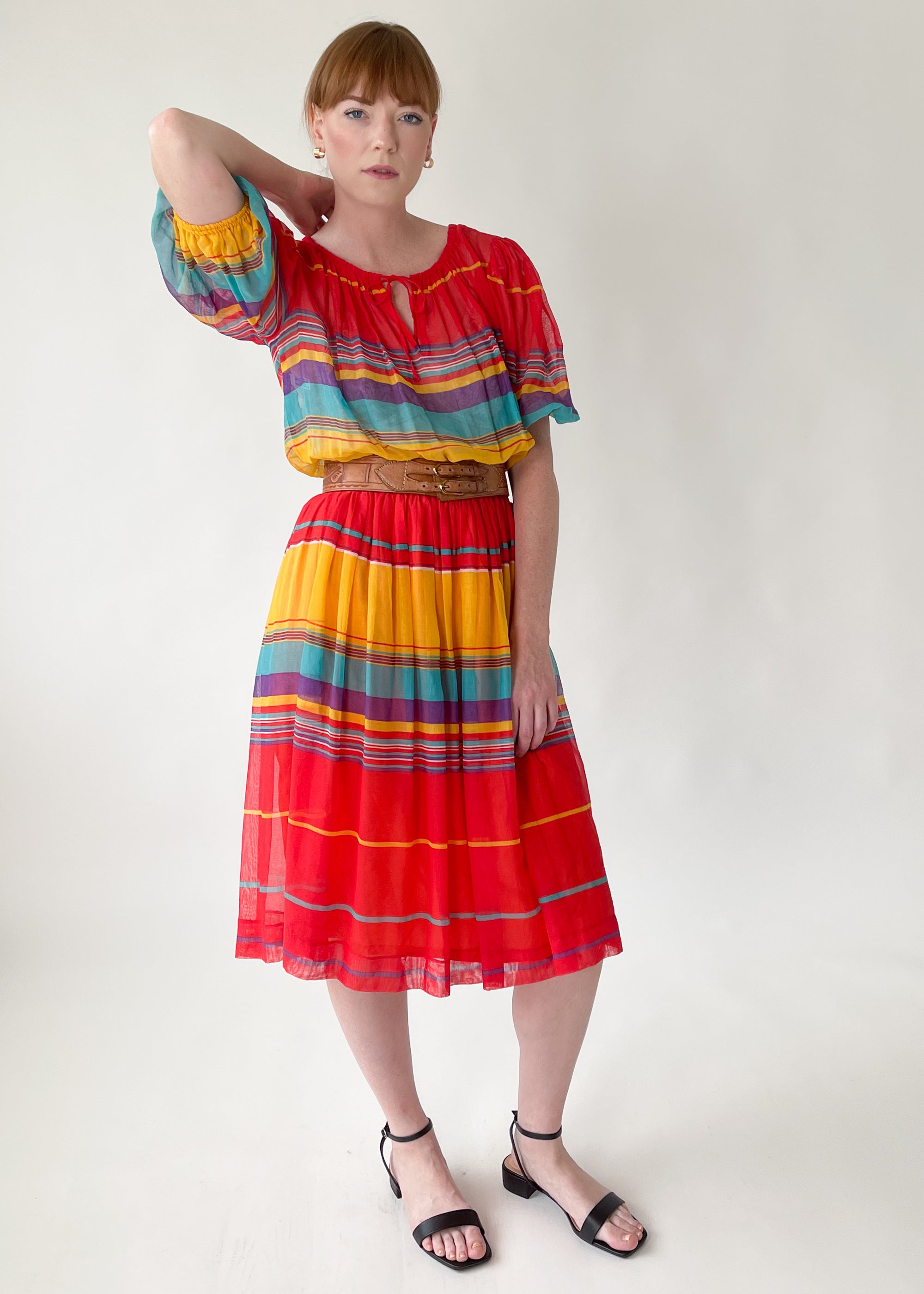 Vintage Celine Rainbow Striped Dress