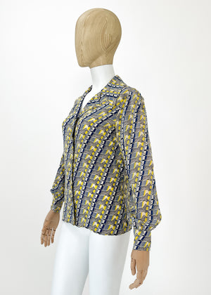 Vintage 1970s Gucci Silk Zebra Print Shirt