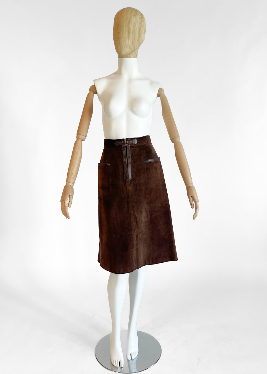 Vintage 1970s Gucci Suede Skirt