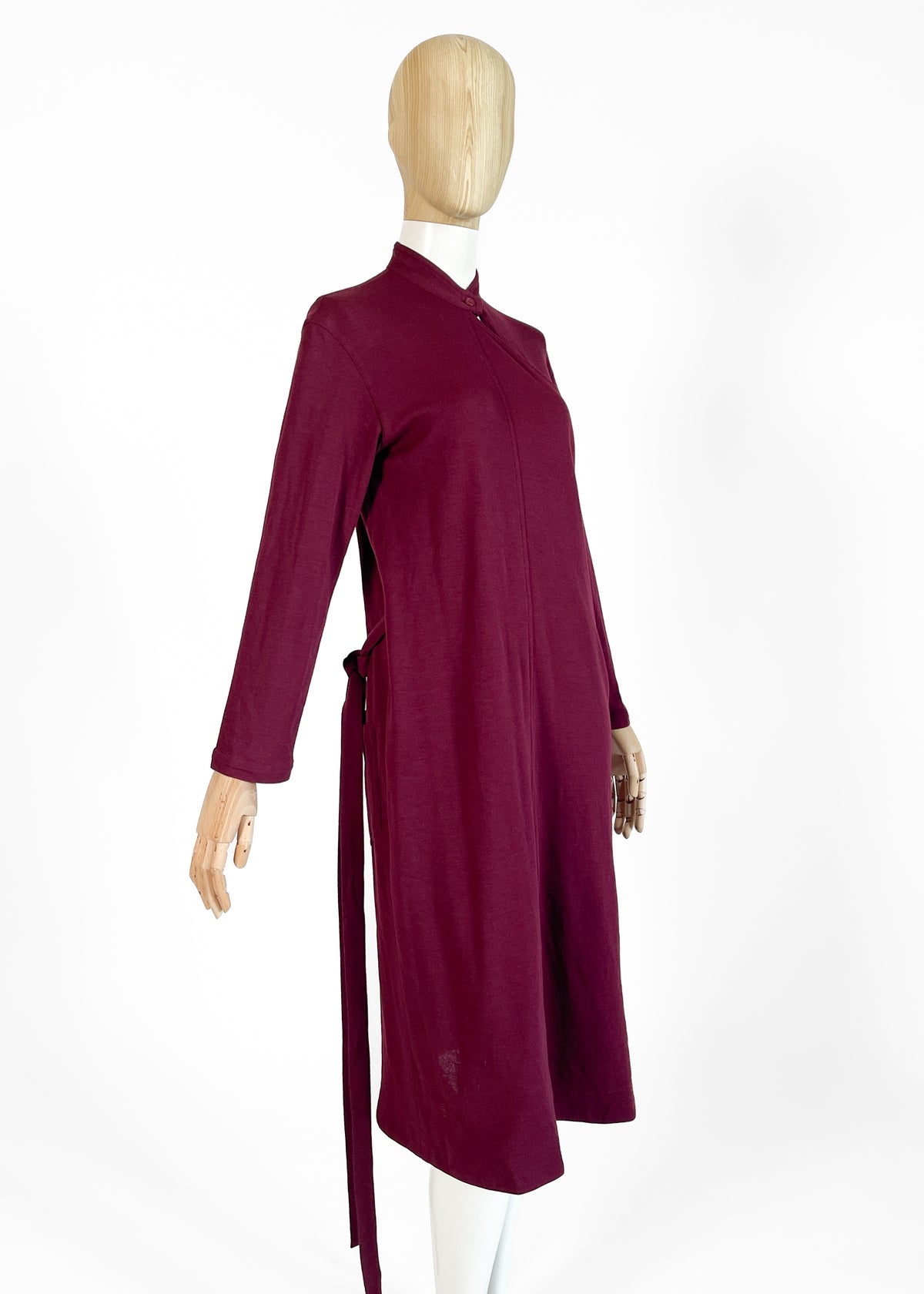 Vintage 1970s Issey Miyake Burgundy Wool Wrap Dress