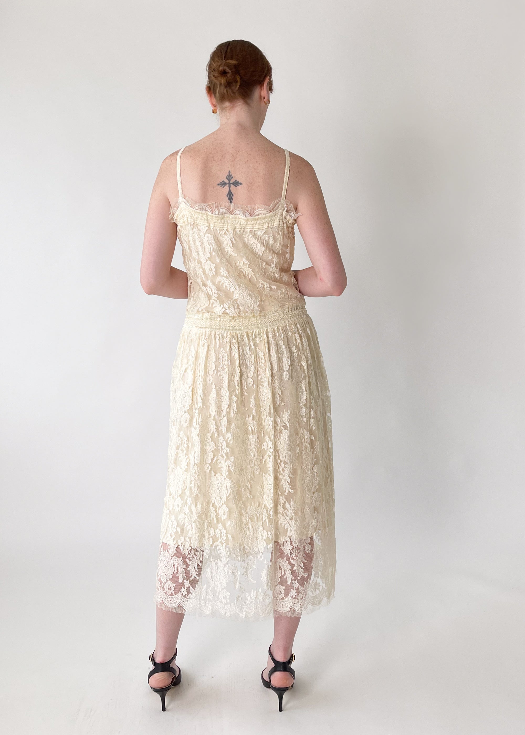 Vintage 1970s Janice Wainwright Lace Dress