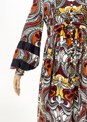 Vintage 1970s Jean Muir Silk Print Dress