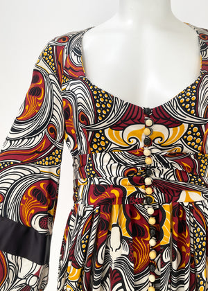 Vintage 1970s Jean Muir Silk Print Dress