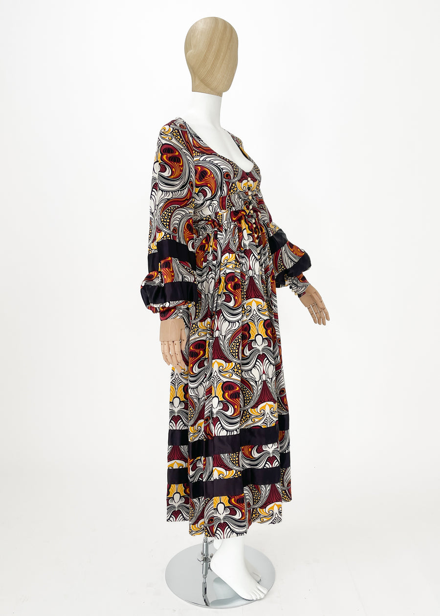 Vintage 1970s Jean Muir Silk Print Dress