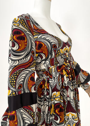 Vintage 1970s Jean Muir Silk Print Dress