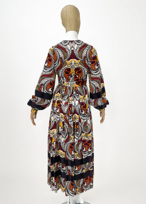 Vintage 1970s Jean Muir Silk Print Dress