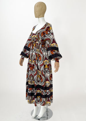 Vintage 1970s Jean Muir Silk Print Dress