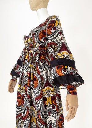 Vintage 1970s Jean Muir Silk Print Dress