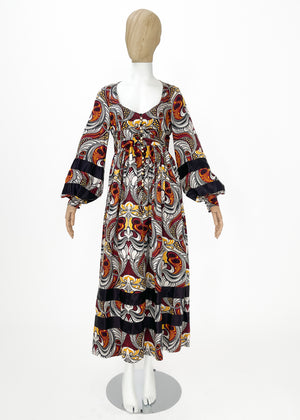 Vintage 1970s Jean Muir Silk Print Dress