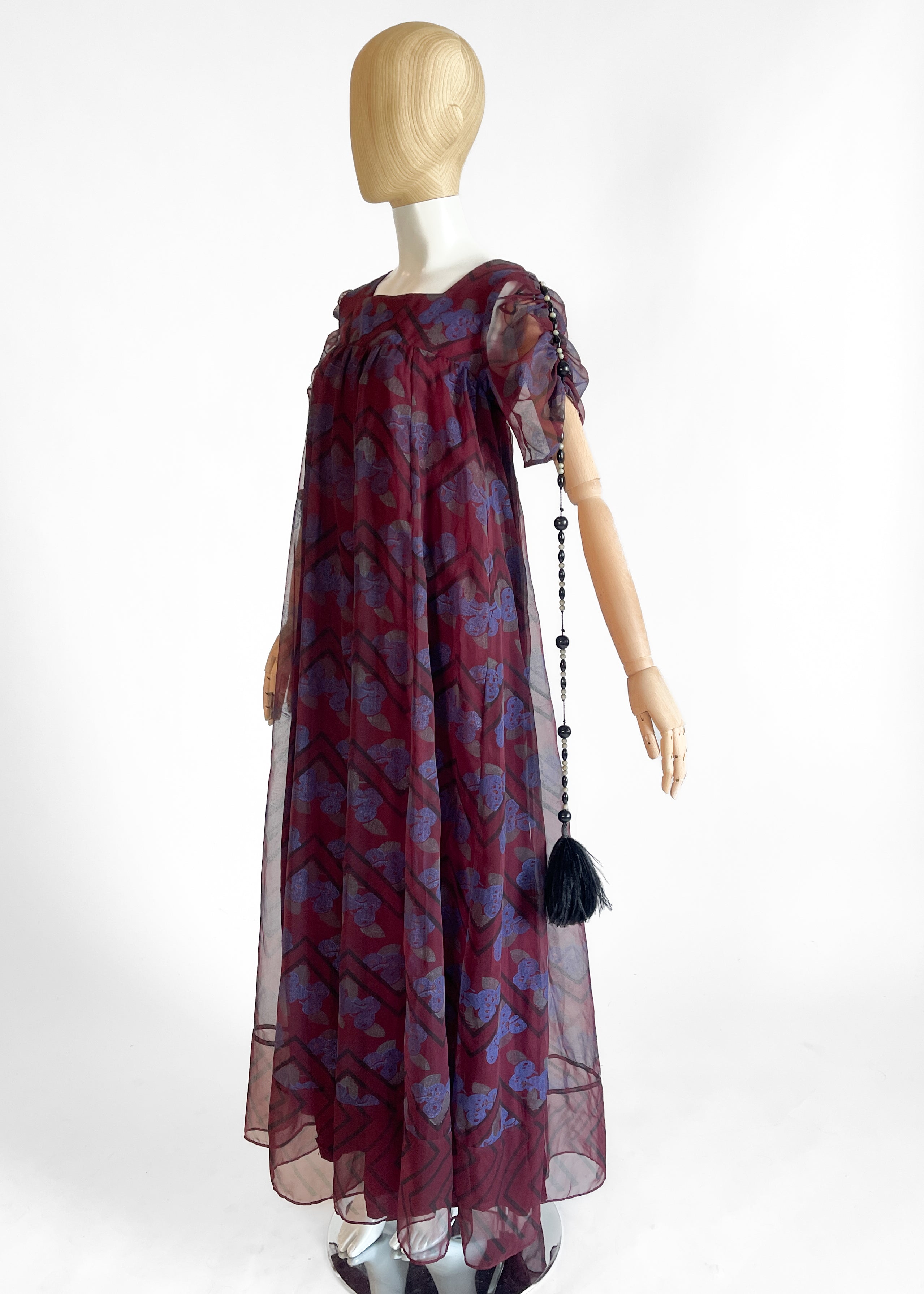 1970s Jean Varon Dress with Feather Tassels